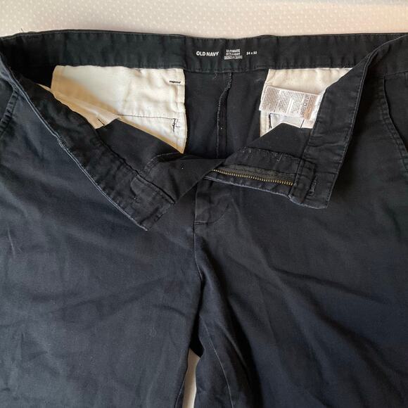 Old Navy Men Khaki Pants size 34x32 Black Mid Rise Straight Leg - Picture 2 of 11